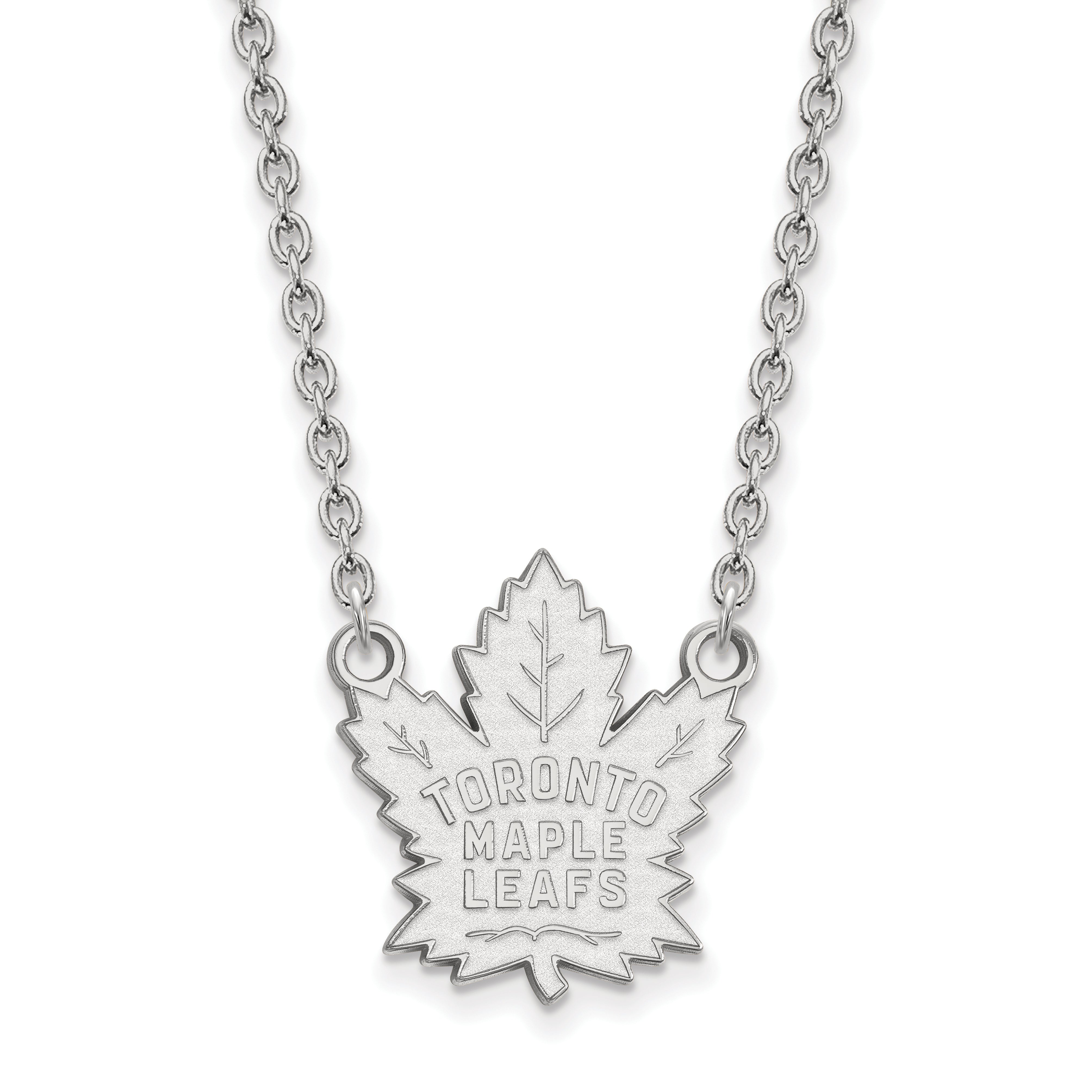 Sterling Silver Rhodium Plated Nhl Logoart Toronto Maple Leafs Large Pendant 18 Inch Necklace