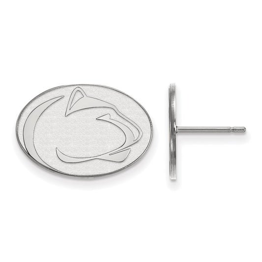 10K White Gold Logoart Penn State University Lion Small Post Earrings
