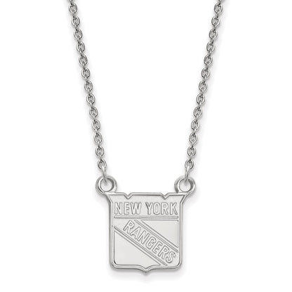 14K White Gold Nhl Logoart New York Rangers Small Pendant 18 Inch Necklace