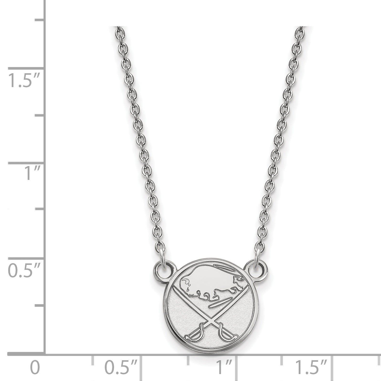 Sterling Silver Rhodium Plated Nhl Logoart Buffalo Sabres Small Pendant 18 Inch Necklace