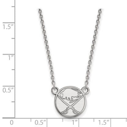 Sterling Silver Rhodium Plated Nhl Logoart Buffalo Sabres Small Pendant 18 Inch Necklace