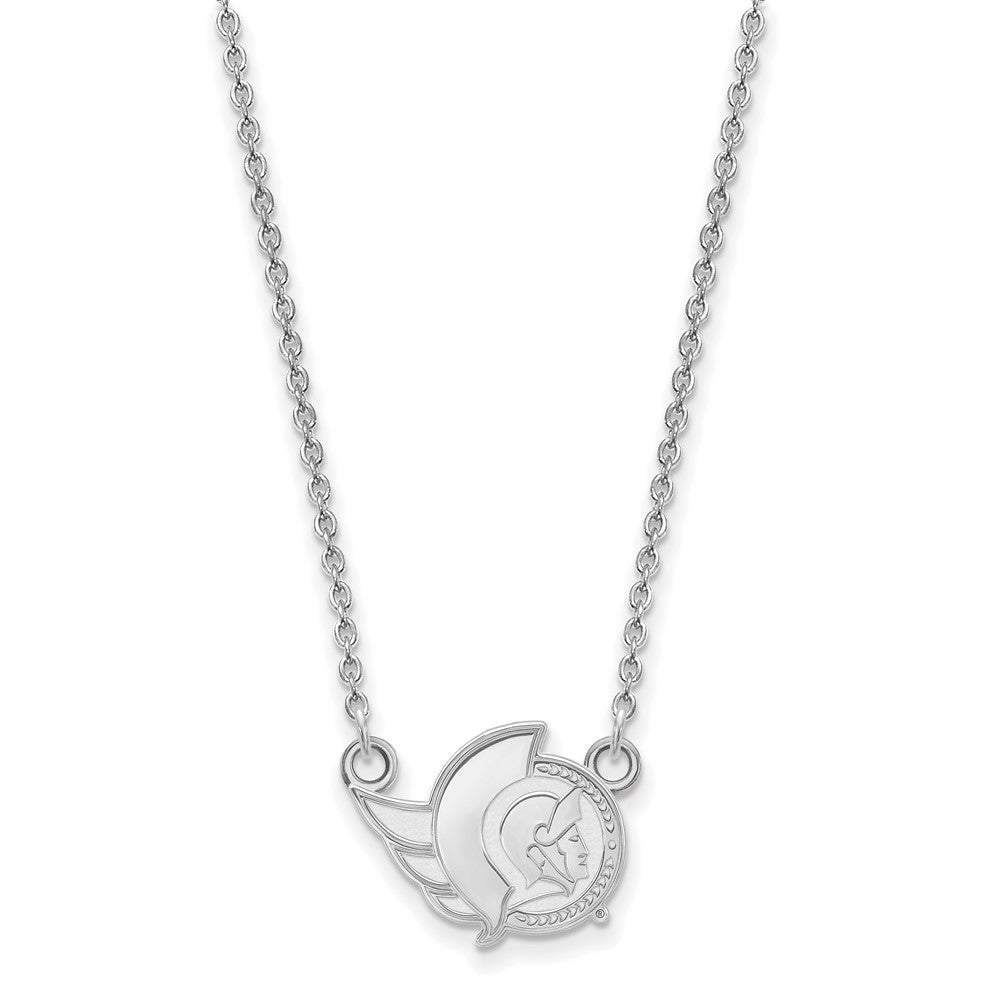 Sterling Silver Rhodium Plated Nhl Logoart Ottawa Senators Small Pendant 18 Inch Necklace
