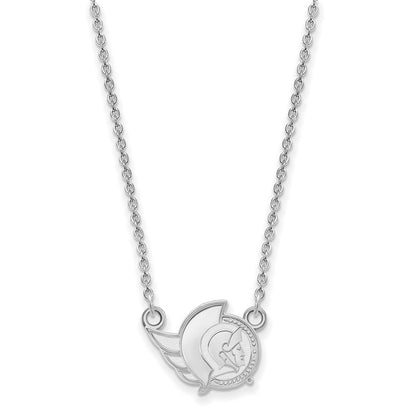 10K White Gold Nhl Logoart Ottawa Senators Small Pendant 18 Inch Necklace