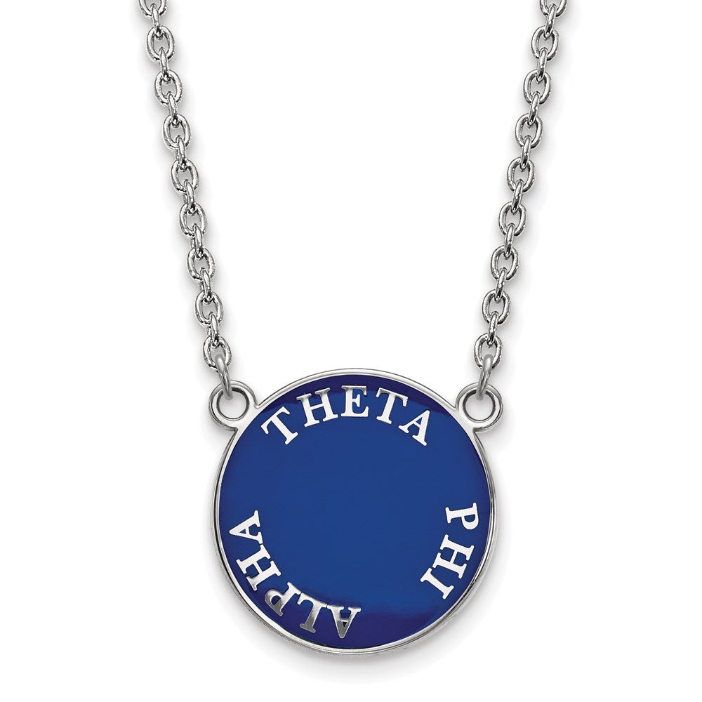 Sterling Silver Rhodium Plated Logoart Theta Phi Alpha Sorority Text Large Color Enamel Pendant 18 Inch Necklace
