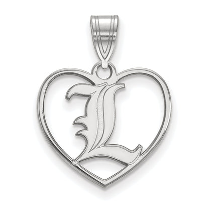 Sterling Silver Rhodium Plated Logoart University Of Louisville Letter L Heart Pendant