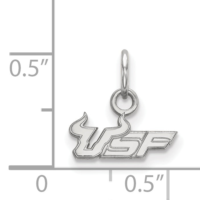 Sterling Silver Rhodium Plated Logoart University Of South Florida U S F Extra Small Pendant