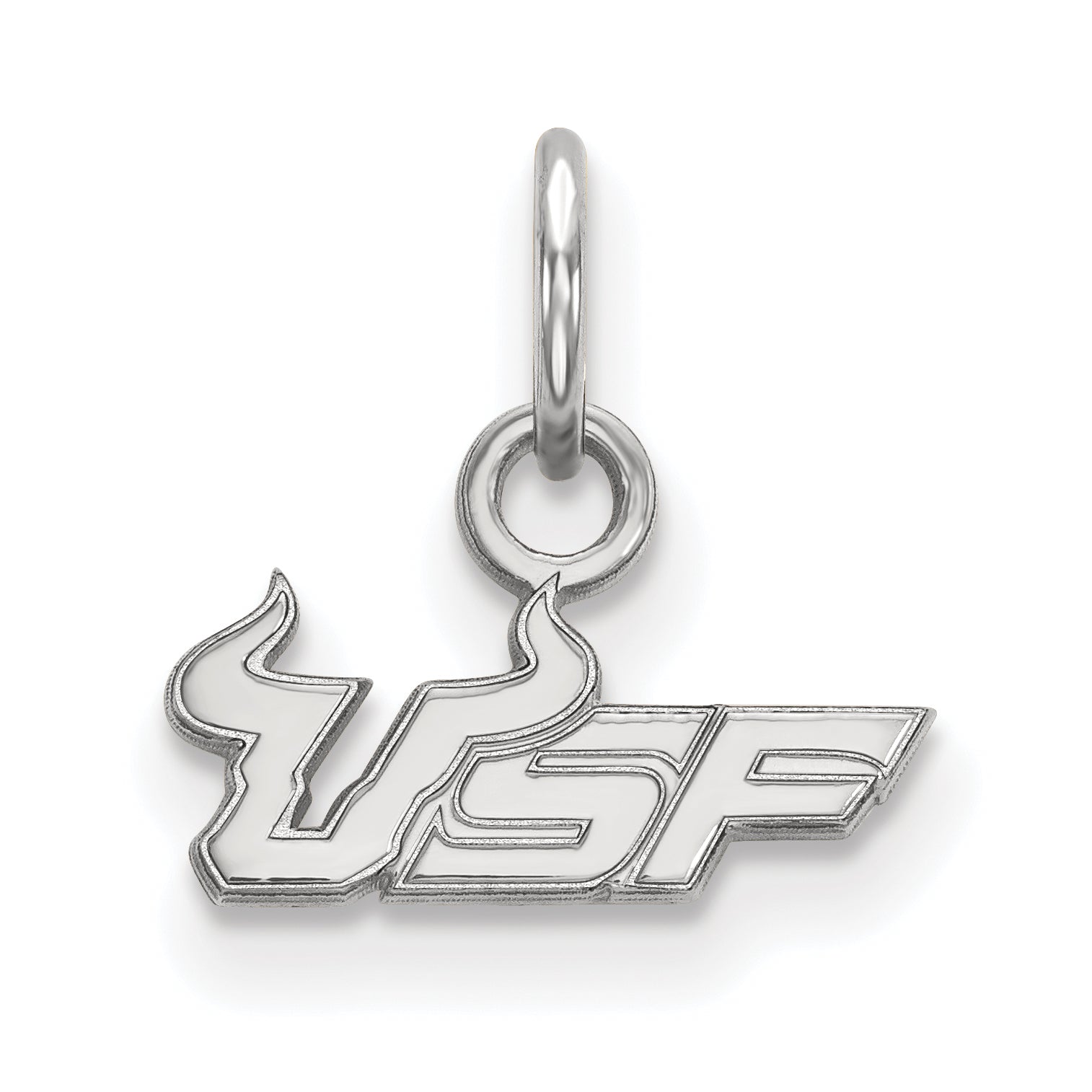Sterling Silver Rhodium Plated Logoart University Of South Florida U S F Extra Small Pendant
