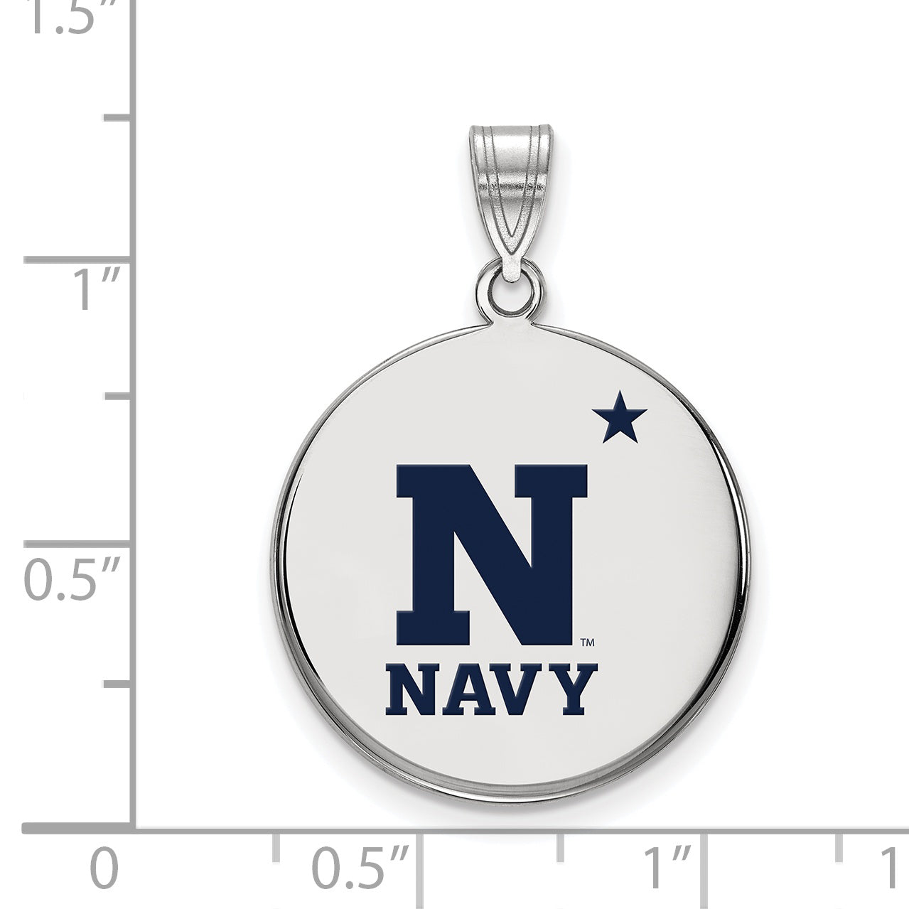Sterling Silver Rhodium Plated Logoart Us Naval Academy Large Enameled Disc Pendant