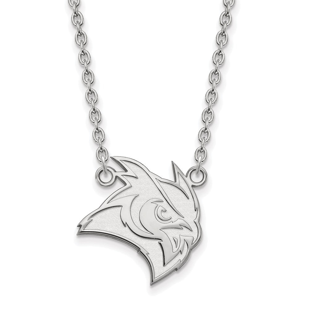 Sterling Silver Rhodium Plated Logoart Rice University Owl Large Pendant 18 Inch Necklace