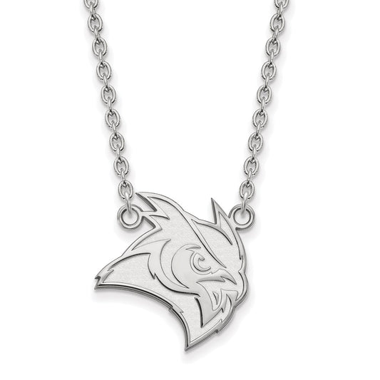 Sterling Silver Rhodium Plated Logoart Rice University Owl Large Pendant 18 Inch Necklace
