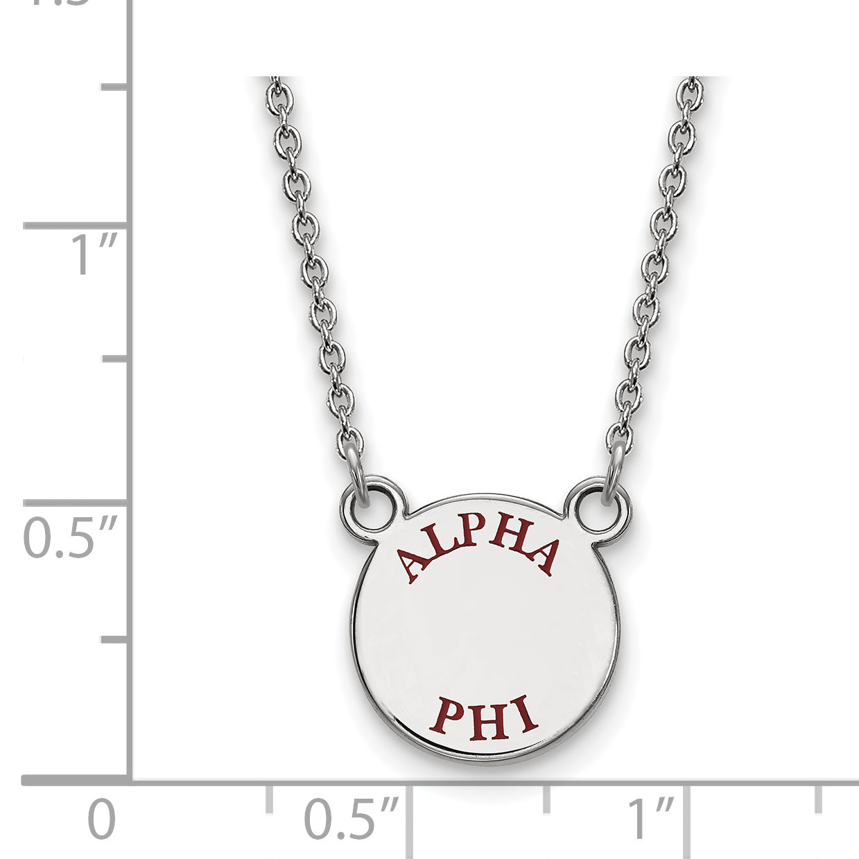 Sterling Silver Rhodium Plated Logoart Alpha Phi Sorority Text Small Color Enamel Pendant 18 Inch Necklace