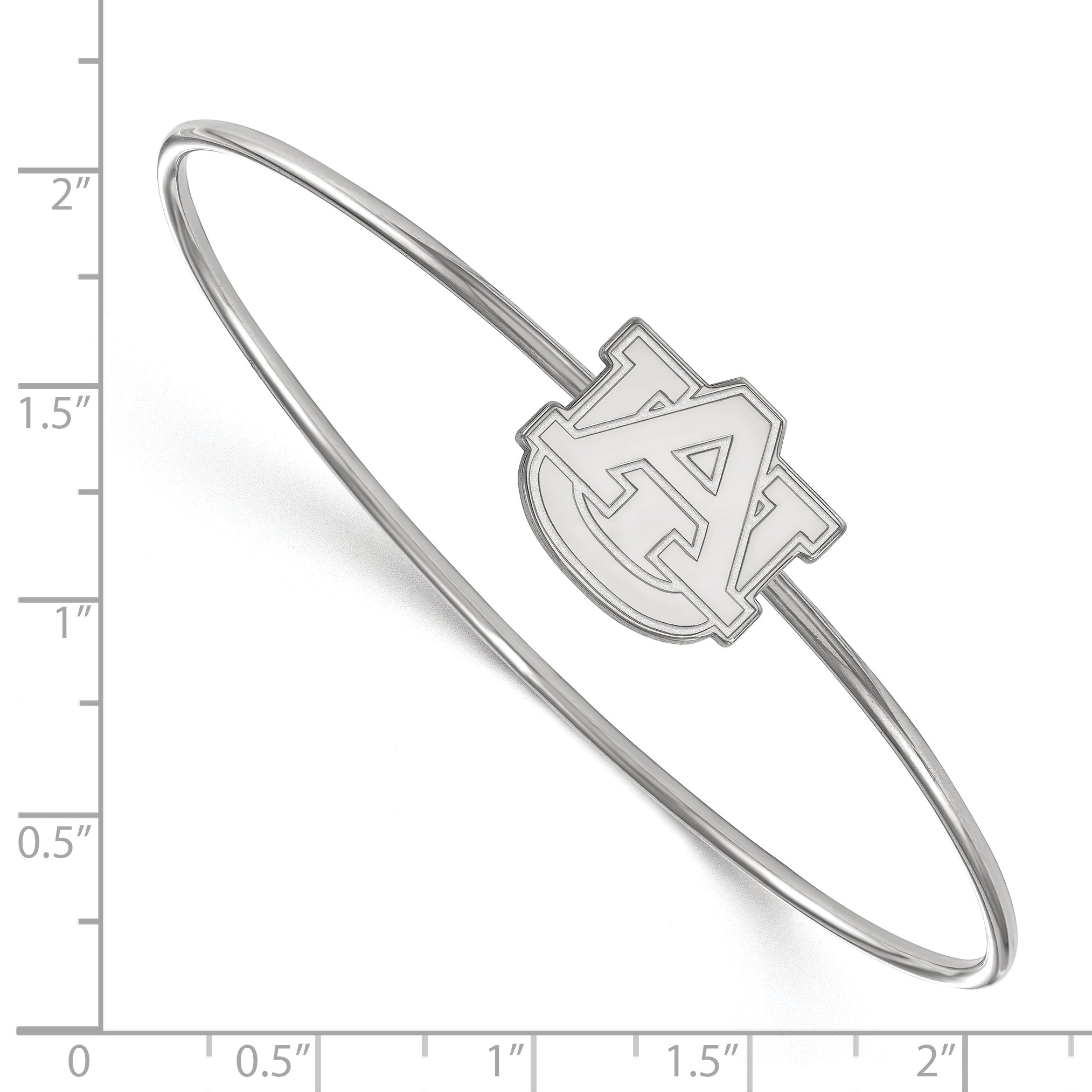 Sterling Silver Rh Plated Logoart Auburn University Bangle Slip On