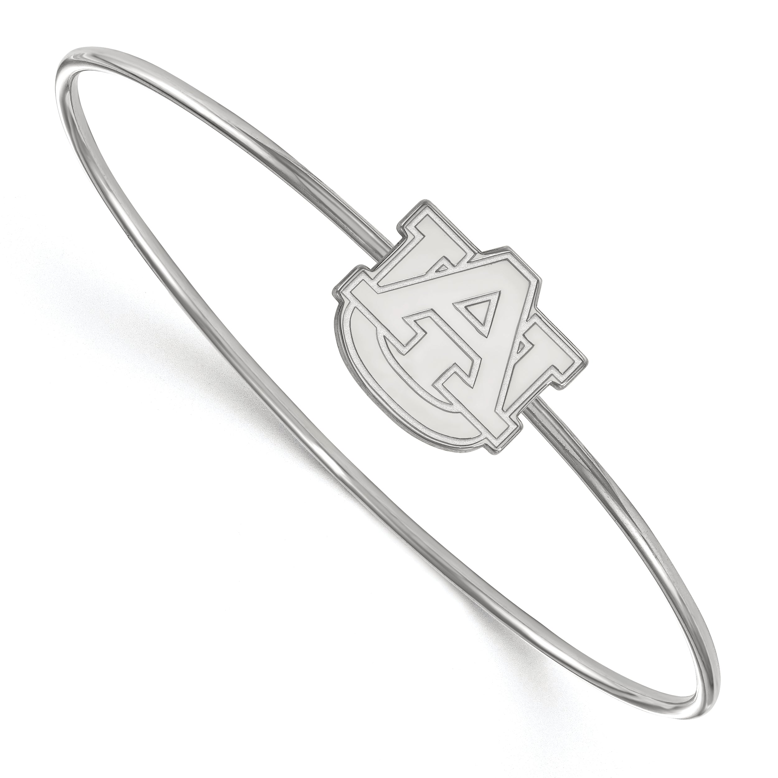 Sterling Silver Rh Plated Logoart Auburn University Bangle Slip On