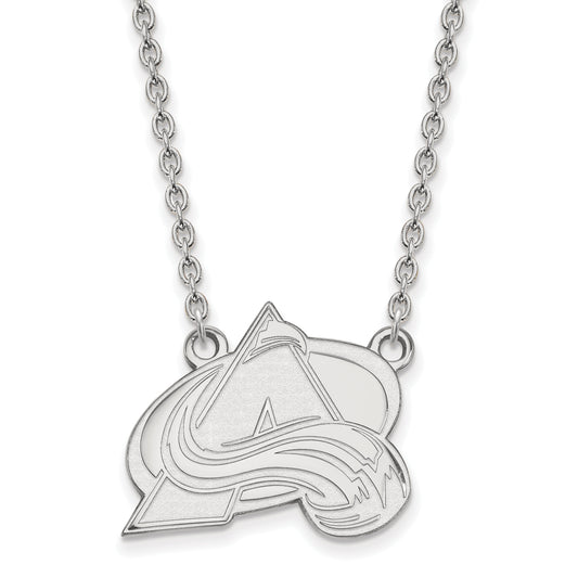 Sterling Silver Rhodium Plated Nhl Logoart Colorado Avalanche Letter A Large Pendant 18 Inch Necklace