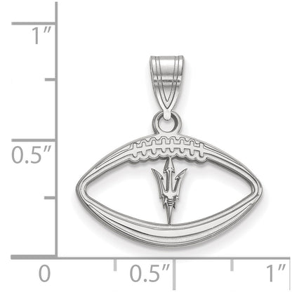 Sterling Silver Rhodium Plated Logoart Arizona State University Pitchfork In Football Pendant