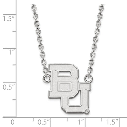 Sterling Silver Rhodium Plated Logoart Baylor University Bears Large Pendant 18 Inch Necklace