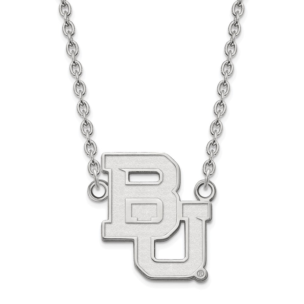 14K White Gold Logoart Baylor University Bears Large Pendant 18 Inch Necklace