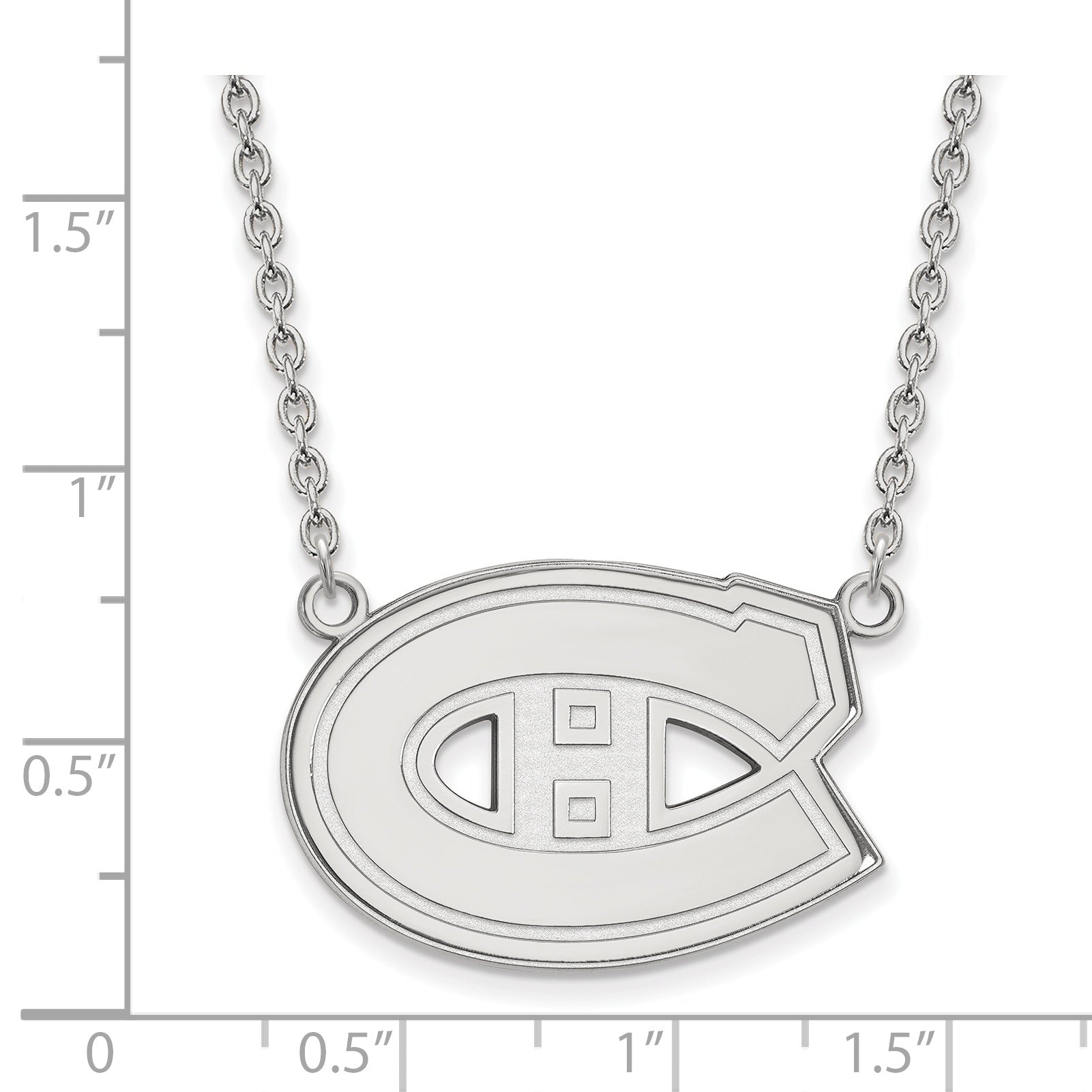 Sterling Silver Rhodium Plated Nhl Logoart Montreal Canadiens Large Pendant 18 Inch Necklace