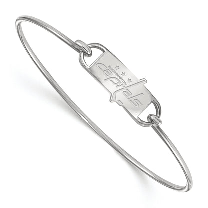 Sterling Silver Rhodium Plated Nhl Logoart Washington Capitals Small Center 7 Inch Wire Bangle