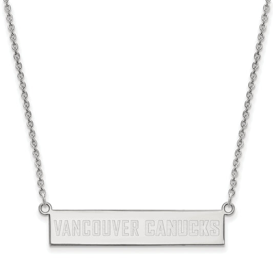 Sterling Silver Rhodium Plated Nhl Logoart Vancouver Canucks Small Bar 18 Inch Necklace