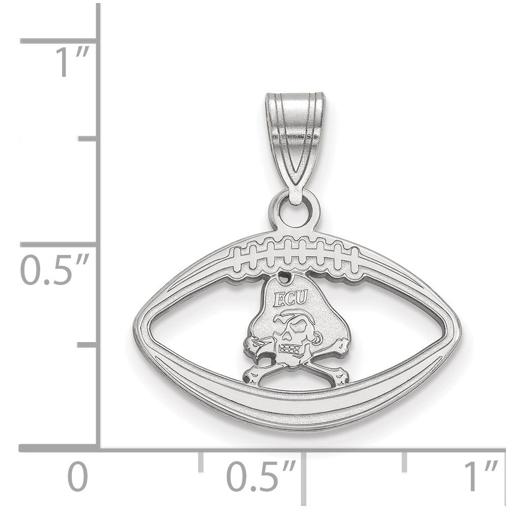 Sterling Silver Rhodium Plated Logoart East Carolina University Pirate Football Pendant