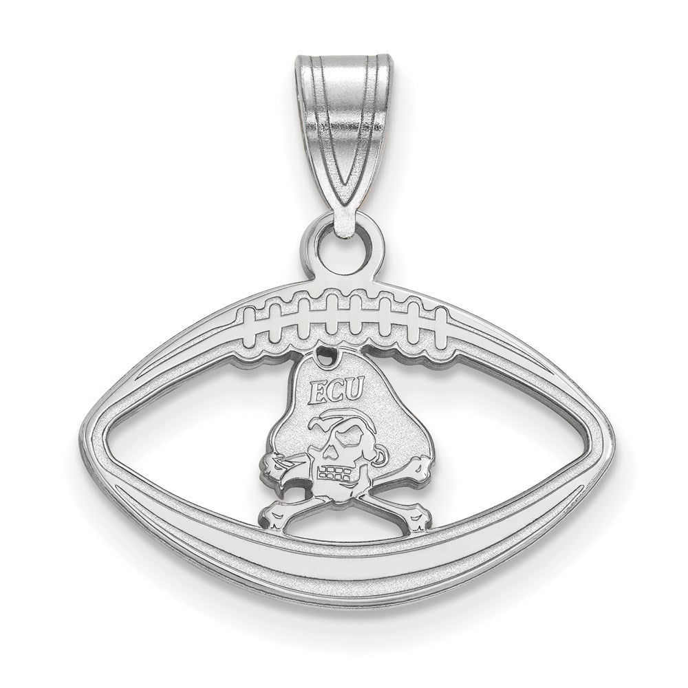Sterling Silver Rhodium Plated Logoart East Carolina University Pirate Football Pendant