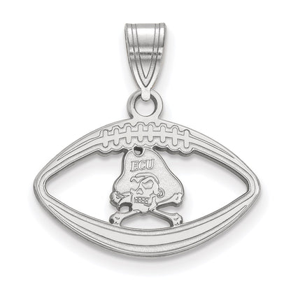 Sterling Silver Rhodium Plated Logoart East Carolina University Pirate Football Pendant