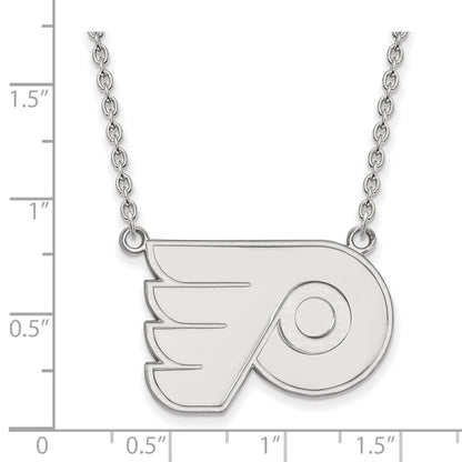 14K White Gold Nhl Logoart Philadelphia Flyers Large Pendant 18 Inch Necklace
