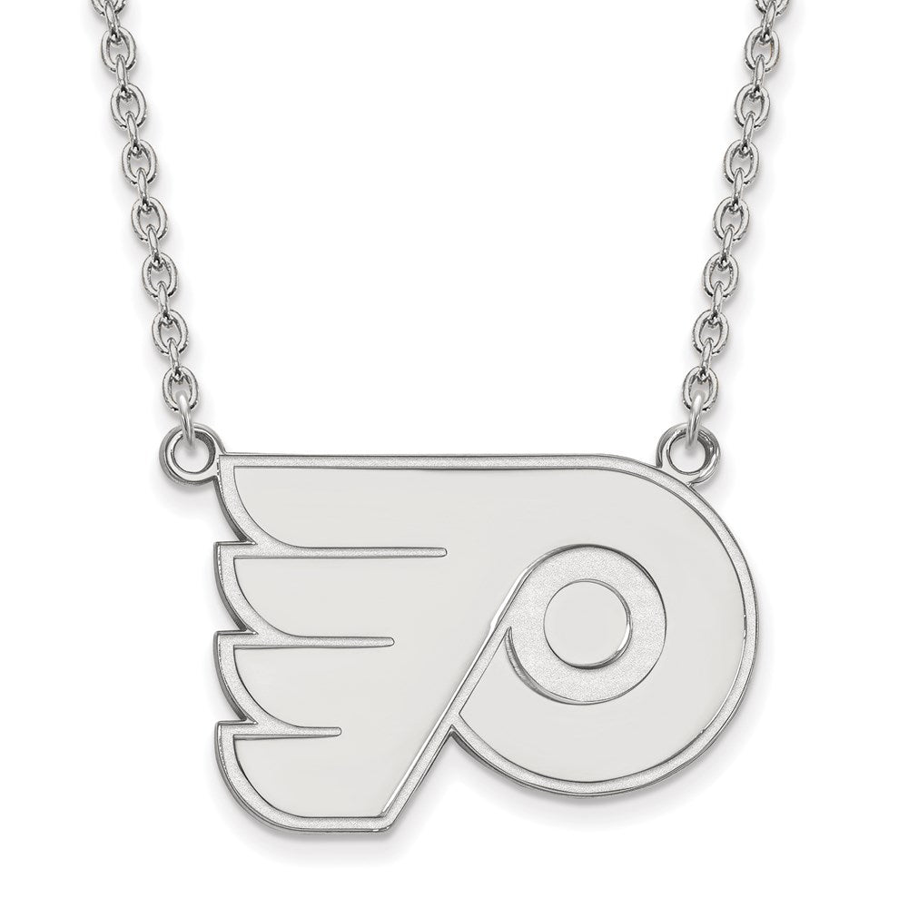 14K White Gold Nhl Logoart Philadelphia Flyers Large Pendant 18 Inch Necklace