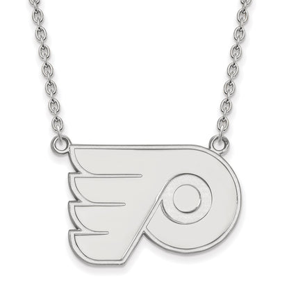 14K White Gold Nhl Logoart Philadelphia Flyers Large Pendant 18 Inch Necklace