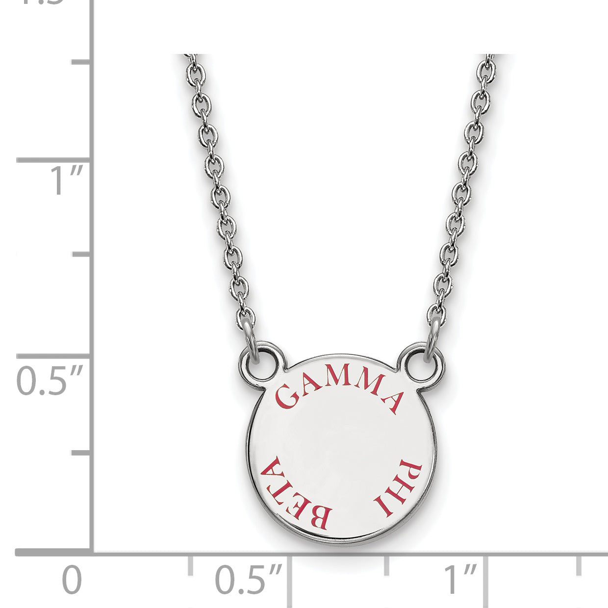 Sterling Silver Rhodium Plated Logoart Gamma Phi Beta Sorority Text Small Color Enamel Pendant 18 Inch Necklace