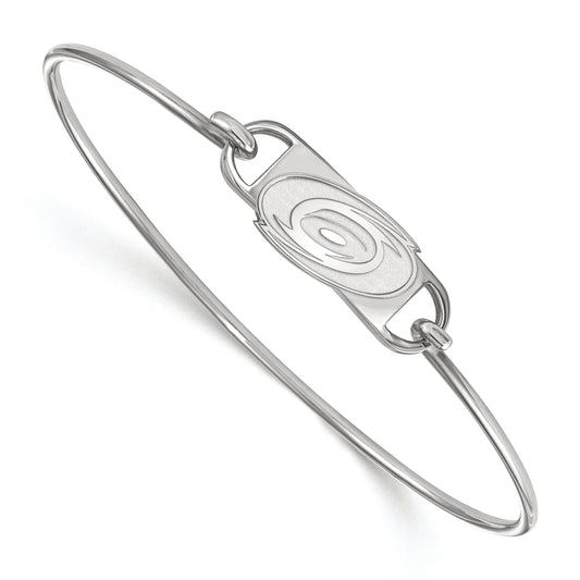 Sterling Silver Rhodium Plated Nhl Logoart Carolina Hurricanes Small Center 7 Inch Wire Bangle