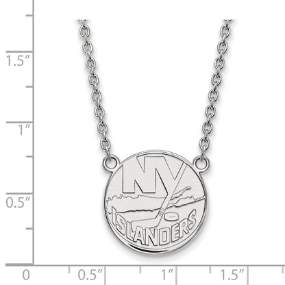 14K White Gold Nhl Logoart New York Islanders Large Pendant 18 Inch Necklace