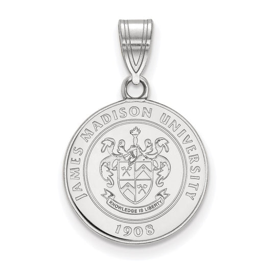 Sterling Silver Rhodium Plated Logoart James Madison University Medium Crest Pendant