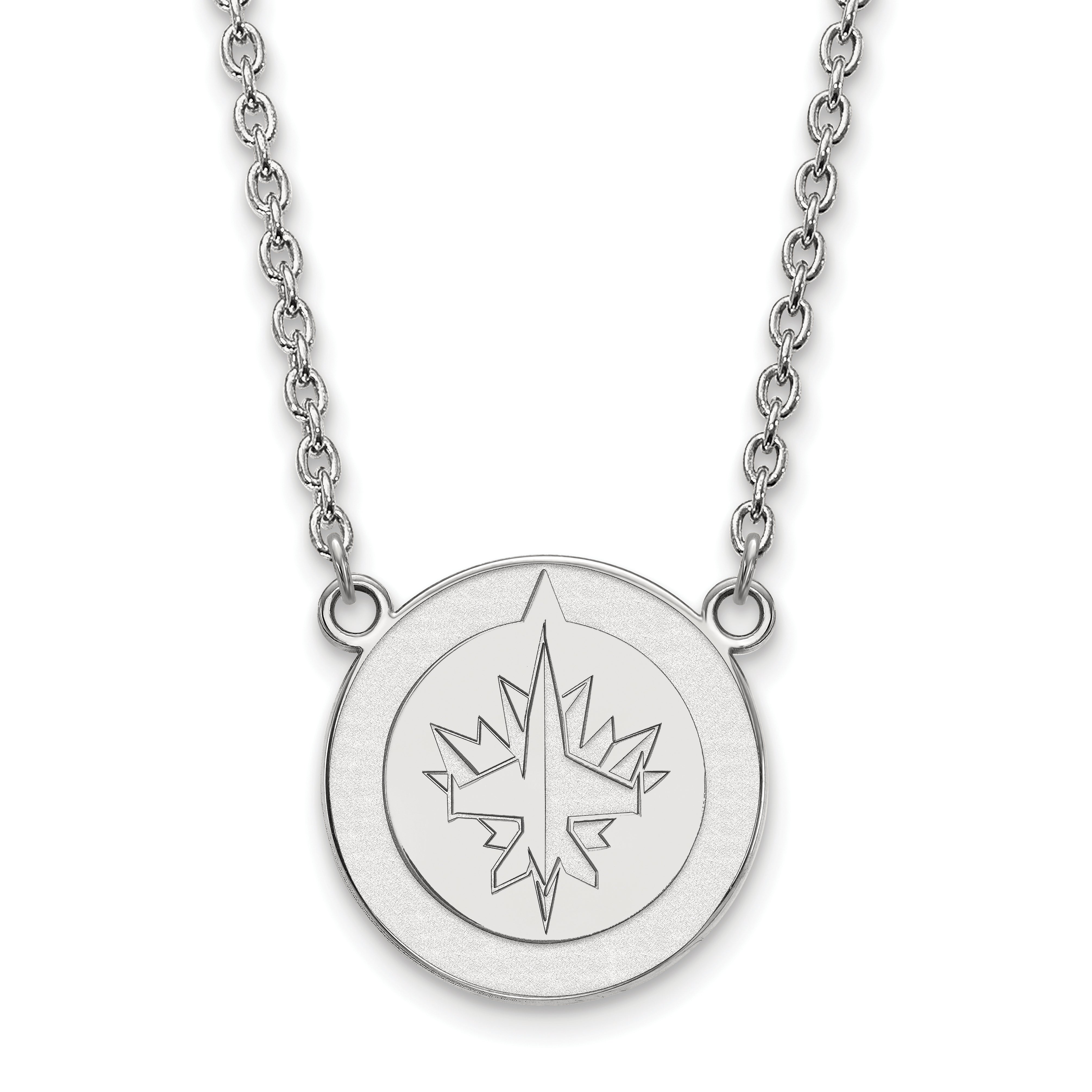 Sterling Silver Rhodium Plated Nhl Logoart Winnipeg Jets Large Pendant 18 Inch Necklace
