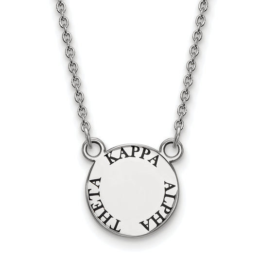 Sterling Silver Rhodium Plated Logoart Kappa Alpha Theta Sorority Text Small Color Enamel Pendant 18 Inch Necklace