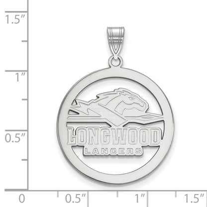 Sterling Silver Rhodium Plated Logoart Longwood University Lancers Large Circle Pendant