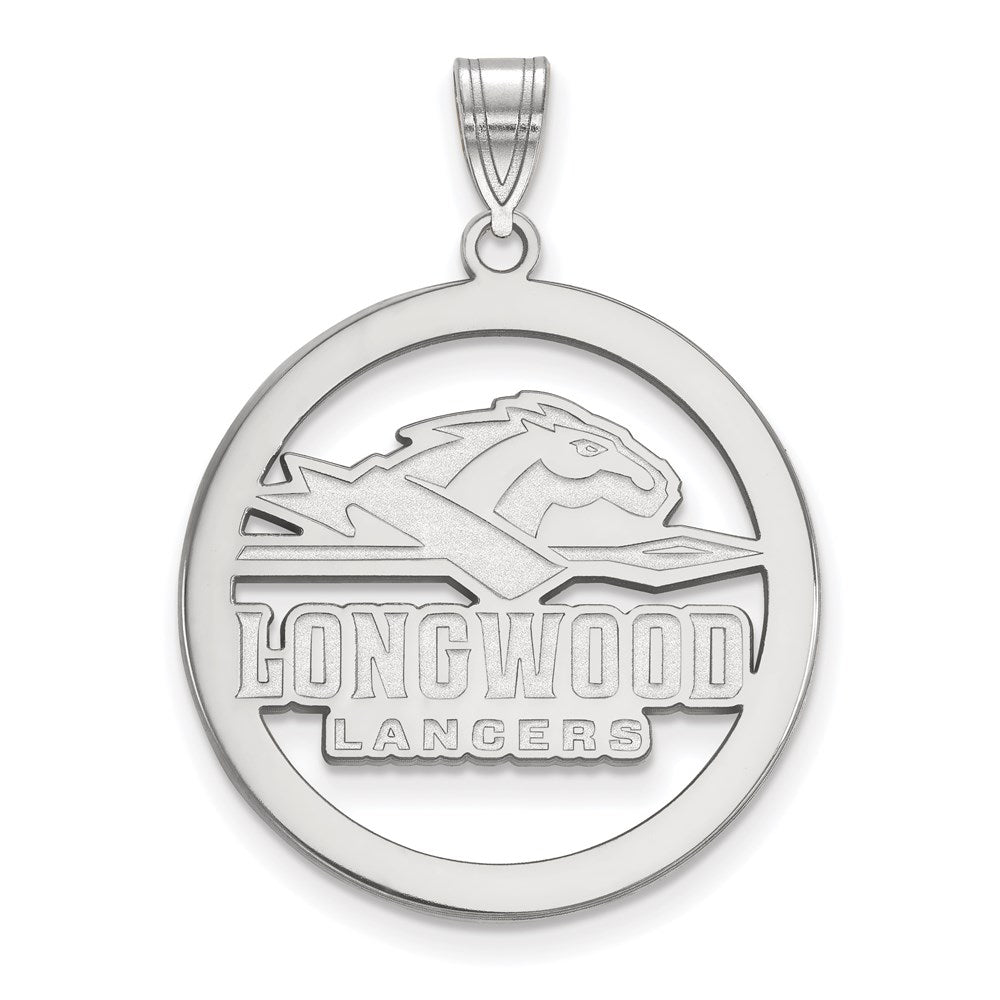 Sterling Silver Rhodium Plated Logoart Longwood University Lancers Large Circle Pendant
