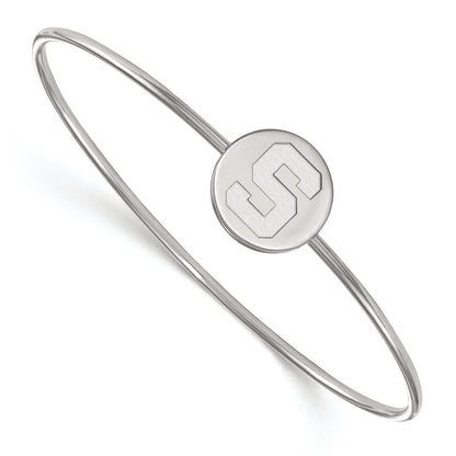Sterling Silver S. Rh Plated Logoart Michigan State University Bangle Slip On