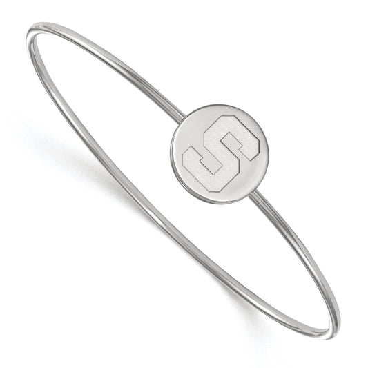 Sterling Silver S. Rh Plated Logoart Michigan State University Bangle Slip On