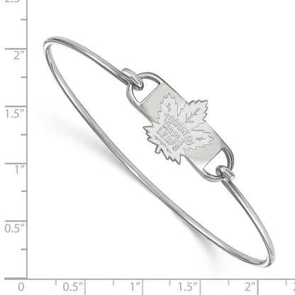 Sterling Silver Rhodium Plated Nhl Logoart Toronto Maple Leafs Small Center 7 Inch Wire Bangle