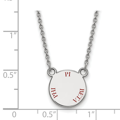 Sterling Silver Rhodium Plated Logoart Pi Beta Phi Sorority Text Small Color Enamel Pendant 18 Inch Necklace