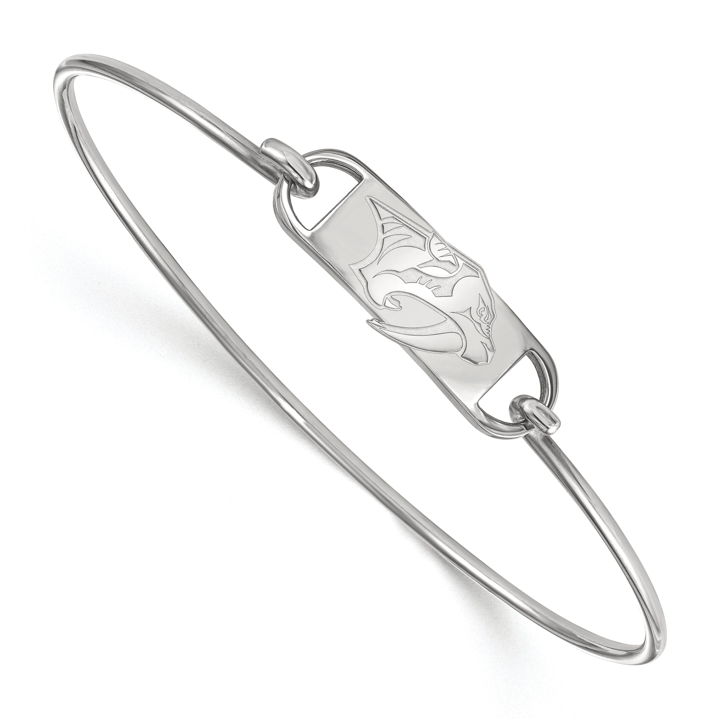 Sterling Silver Rhodium Plated Nhl Logoart Nashville Predators Small Center 7 Inch Wire Bangle