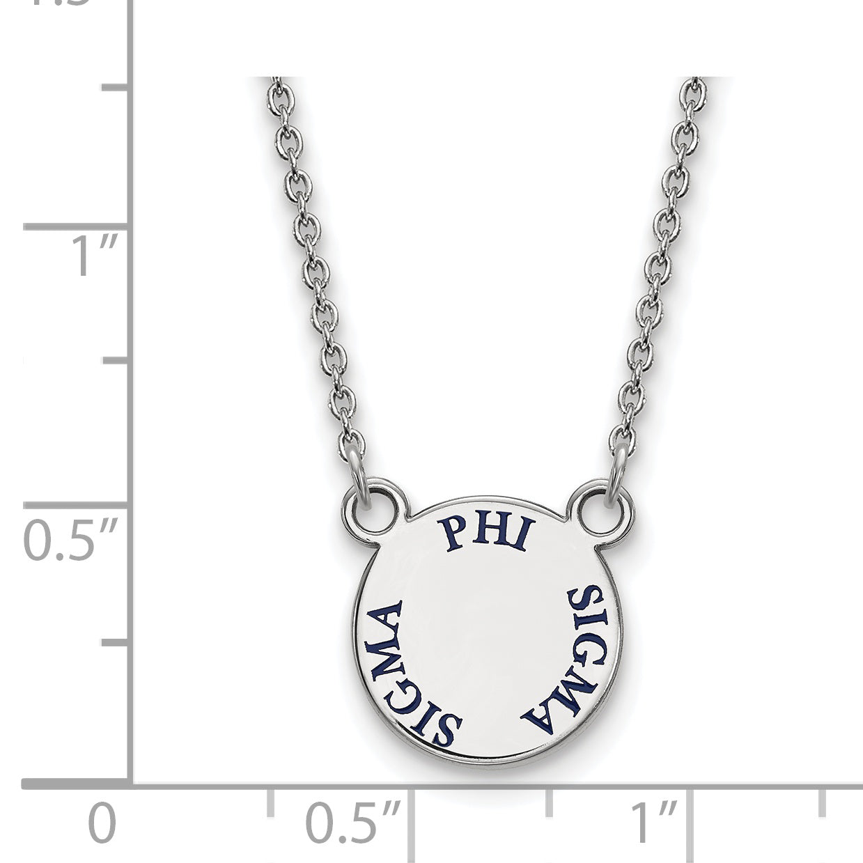 Sterling Silver Rhodium Plated Logoart Phi Sigma Sorority Text Small Color Enamel Pendant 18 Inch Necklace