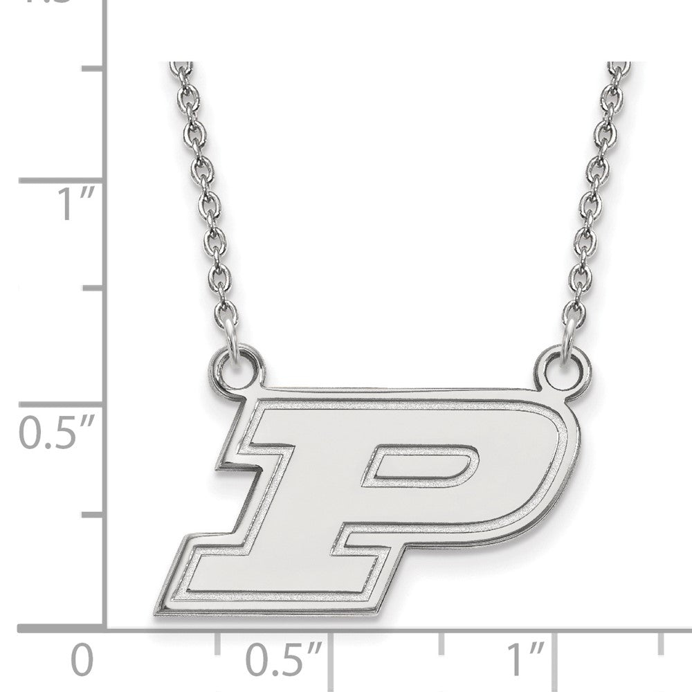 Sterling Silver Rhodium Plated Logoart Purdue University Letter P Small Pendant 18 Inch Necklace