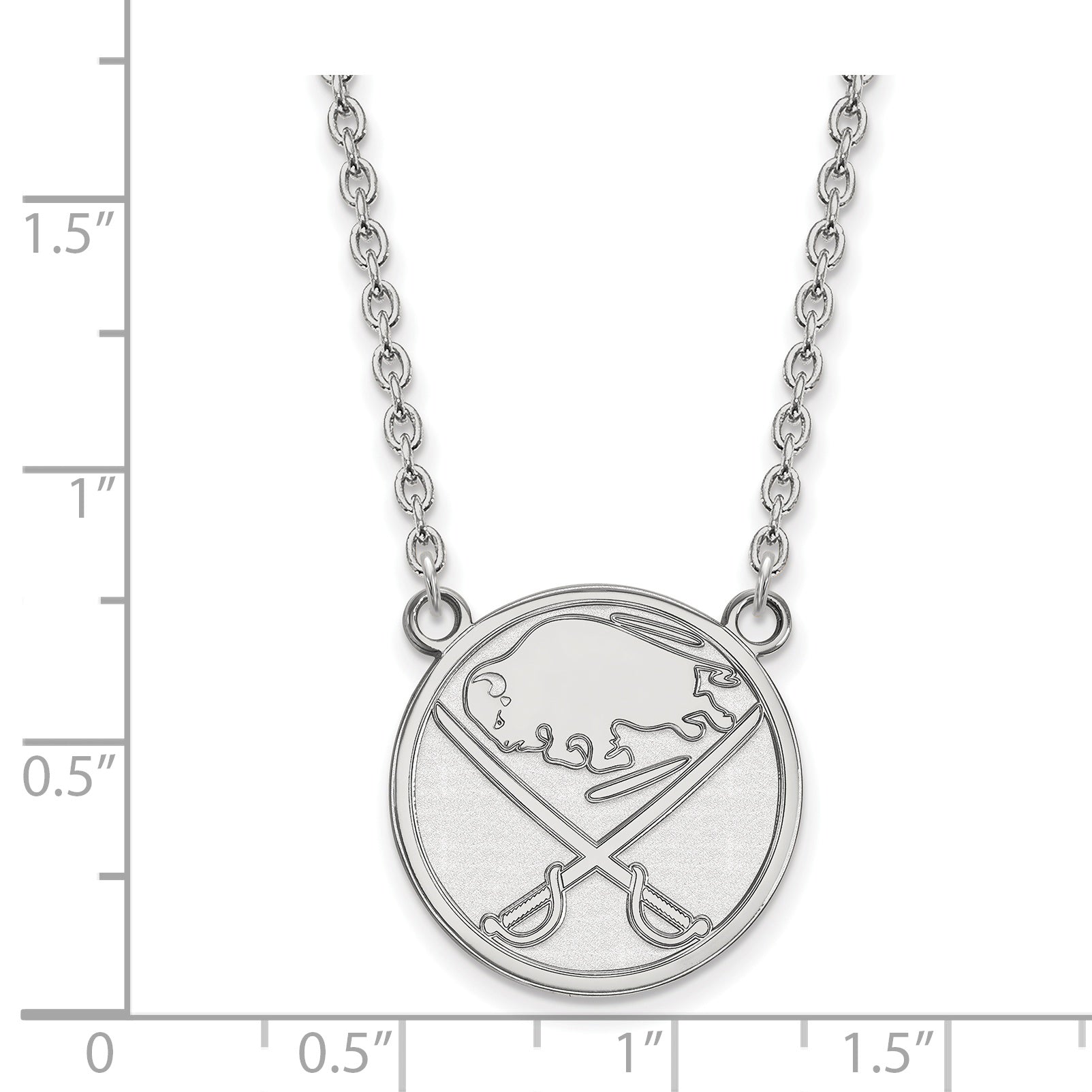 Sterling Silver Rhodium Plated Nhl Logoart Buffalo Sabres Large Pendant 18 Inch Necklace
