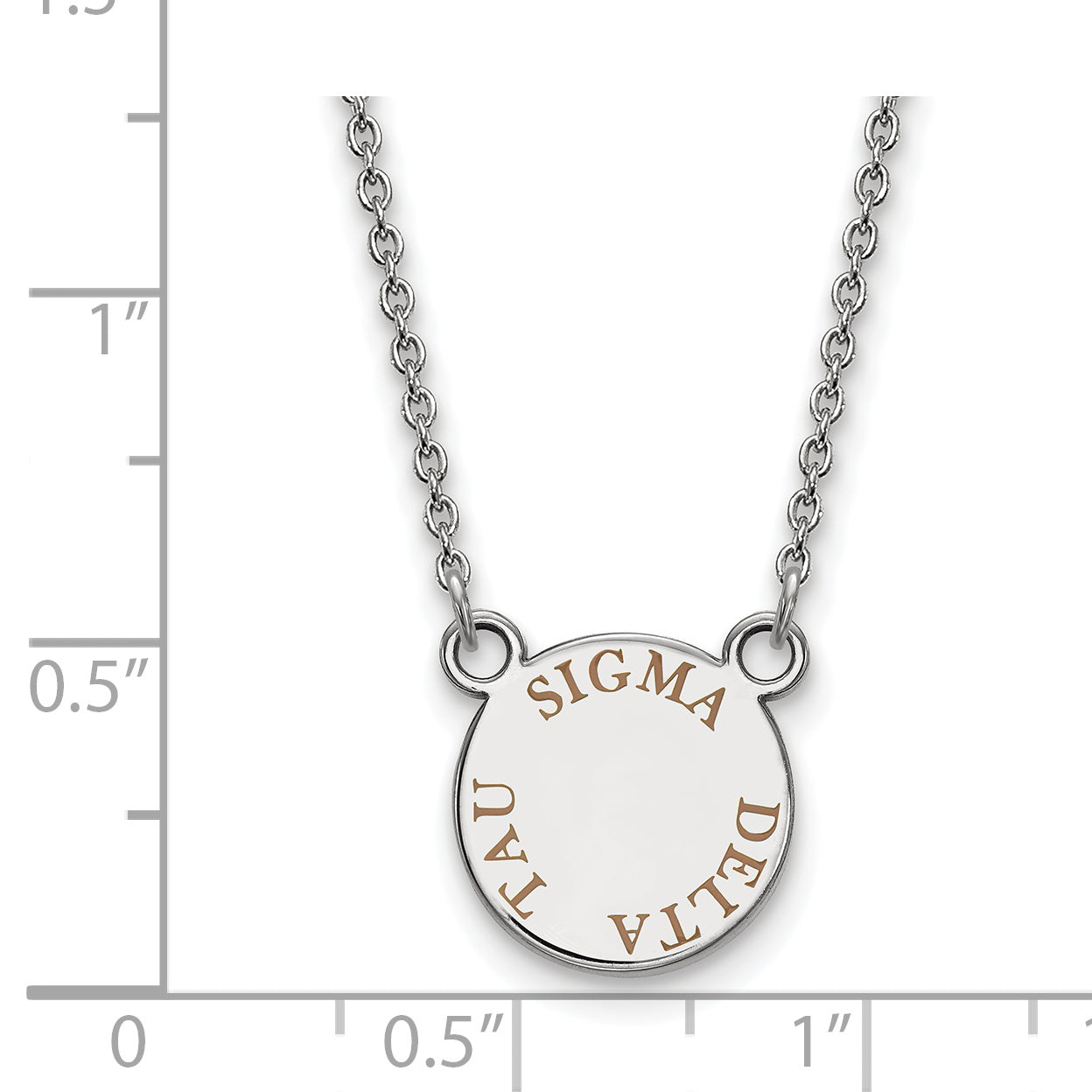 Sterling Silver Rhodium Plated Logoart Sigma Delta Tau Sorority Text Small Color Enamel Pendant 18 Inch Necklace