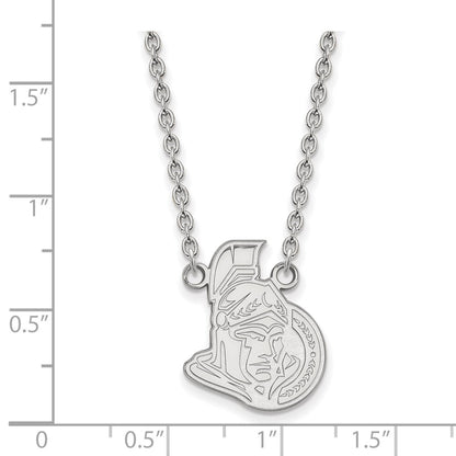 Sterling Silver Rhodium Plated Nhl Logoart Ottawa Senators Large Pendant 18 Inch Necklace