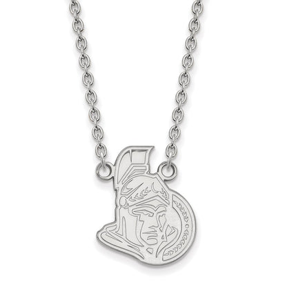 Sterling Silver Rhodium Plated Nhl Logoart Ottawa Senators Large Pendant 18 Inch Necklace