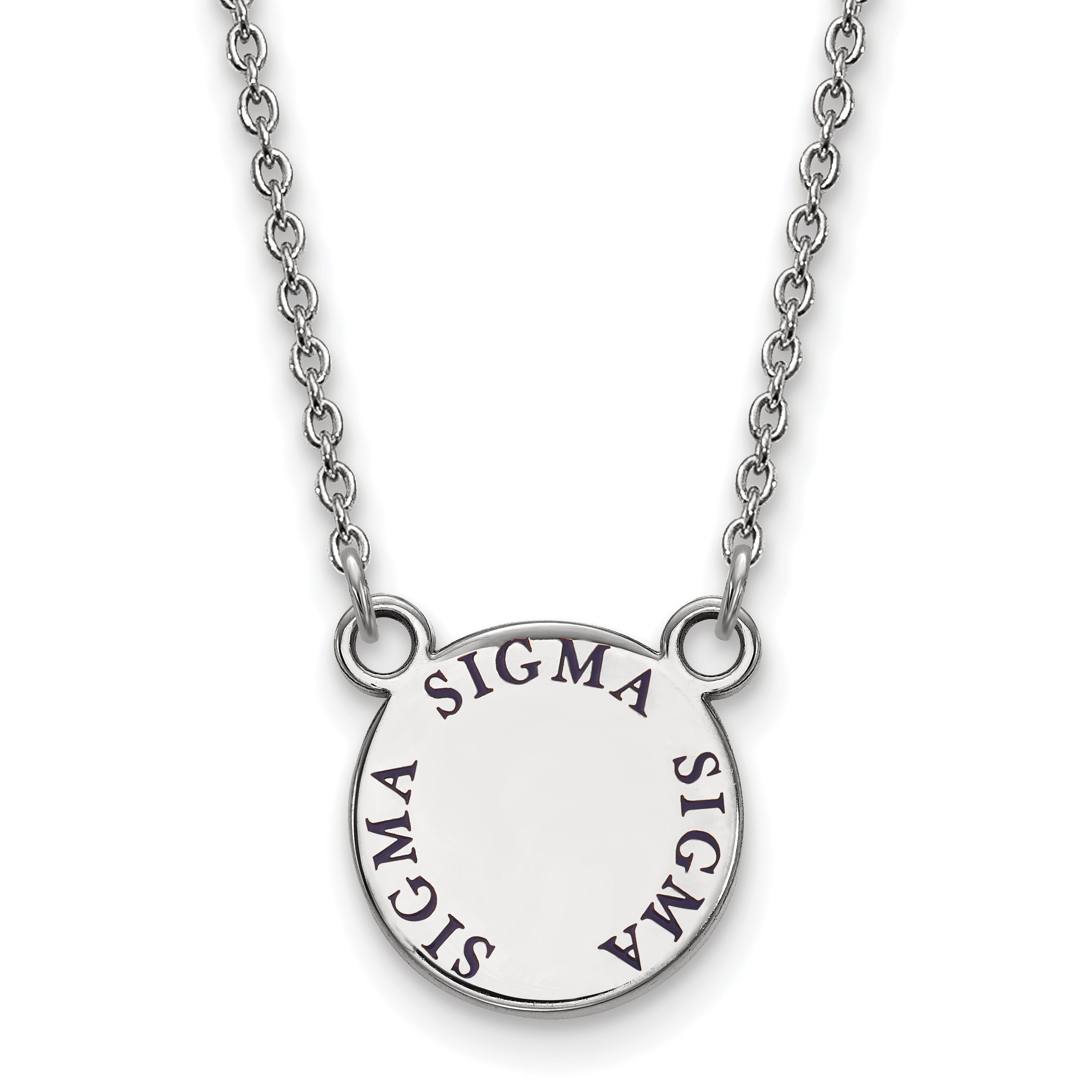 Sterling Silver Rhodium Plated Logoart Sigma Sorority Text Small Color Enamel Pendant 18 Inch Necklace